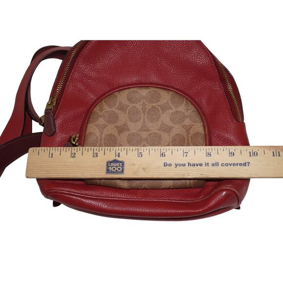 Coach 657 Carrie 23 Backpack Signature Colorblock Tan Red Apple Multi - Picture 14 of 14